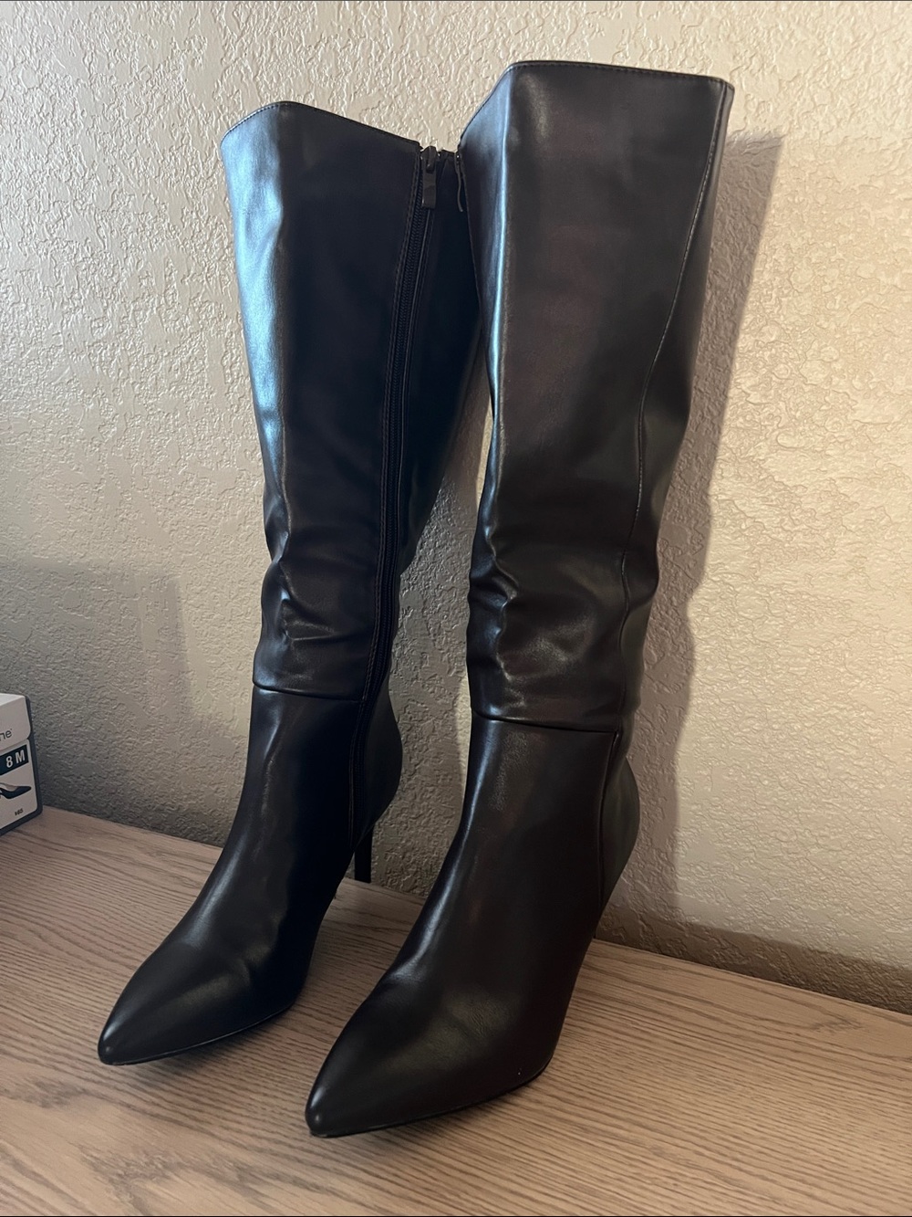 Women's Dark Brown Knee-High Pointed Toe 3” Heel Boots- 9
